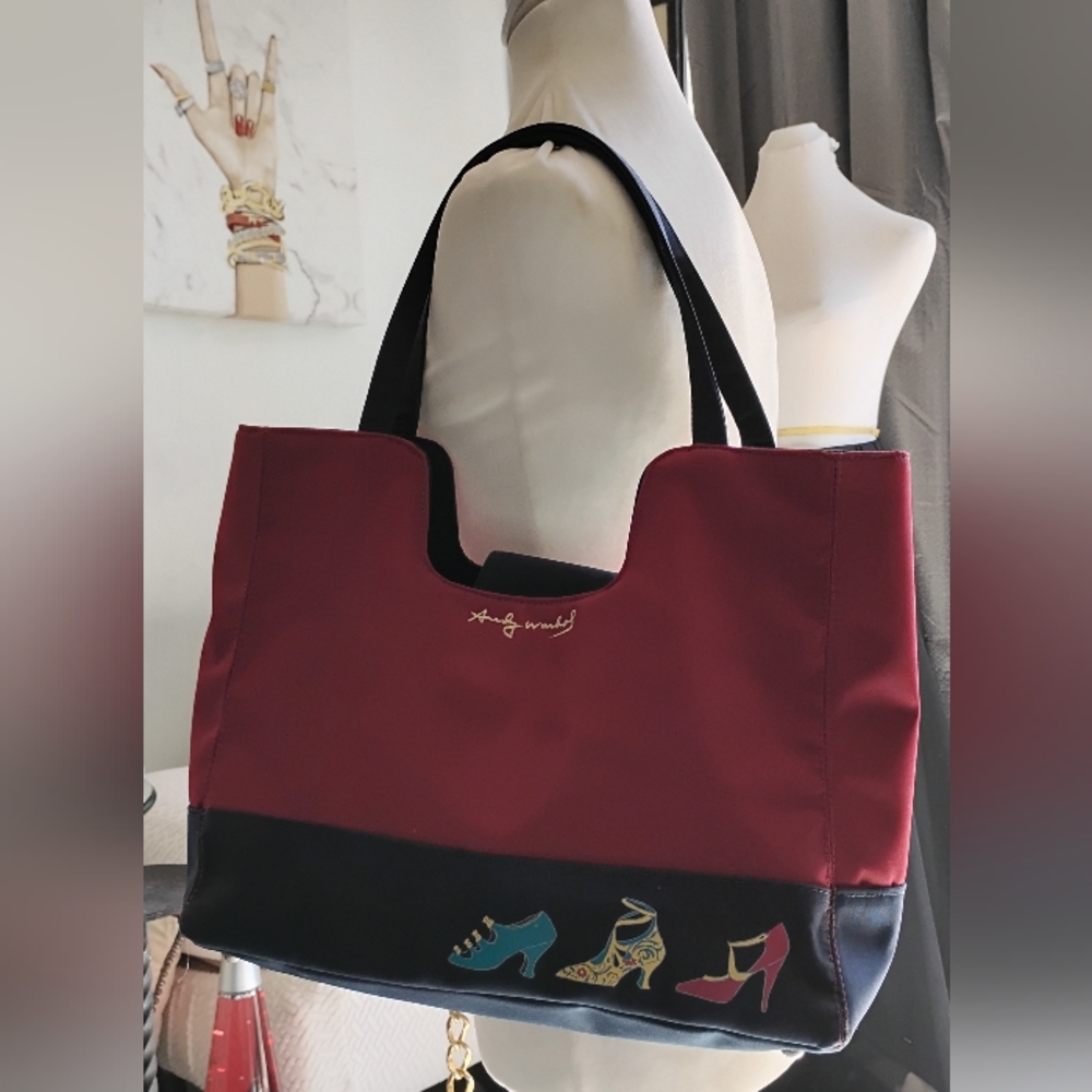Andy Warhol Red and Blue Vintage Women's Shoulder Bag. Shoe Design.